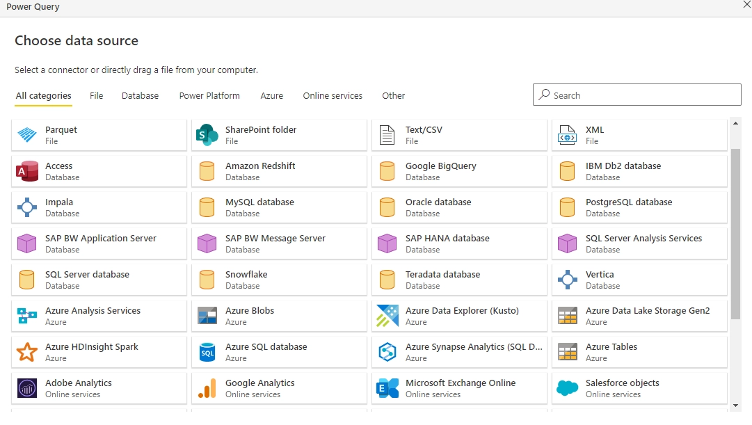 Data connectivity of Power BI in power query