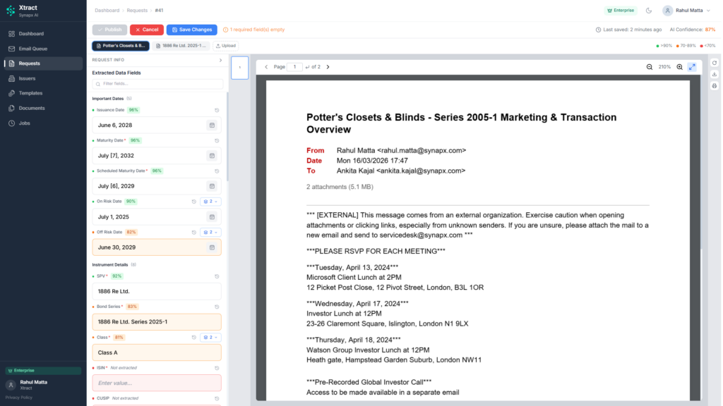 The consolidated PDF result after document extraction by Xtract