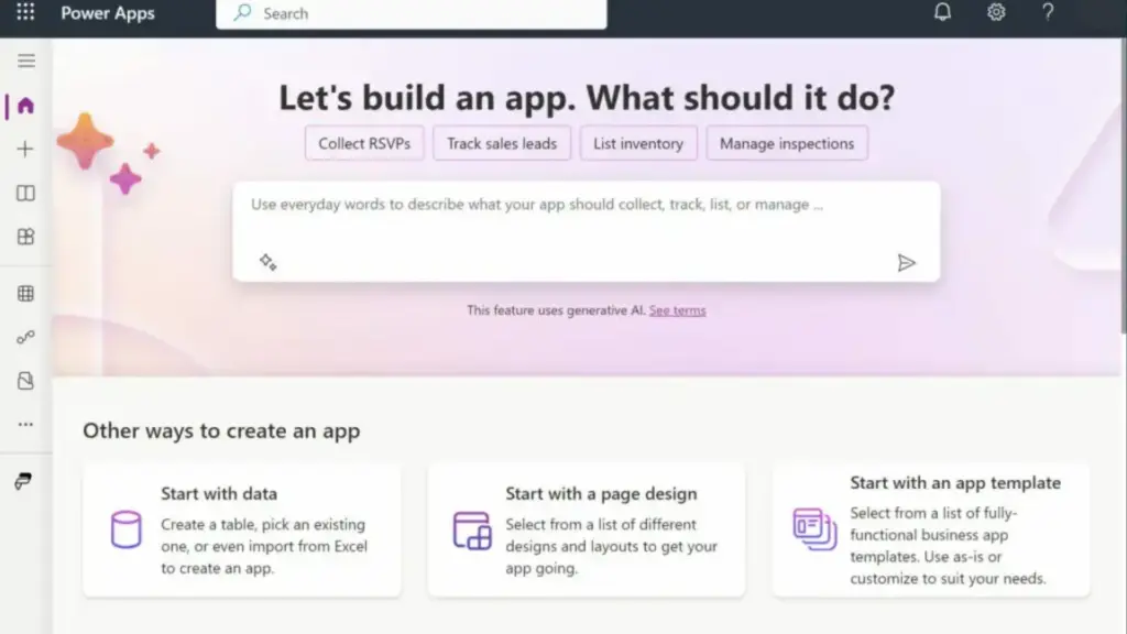 Generative Pages in Power Apps Dashboard
