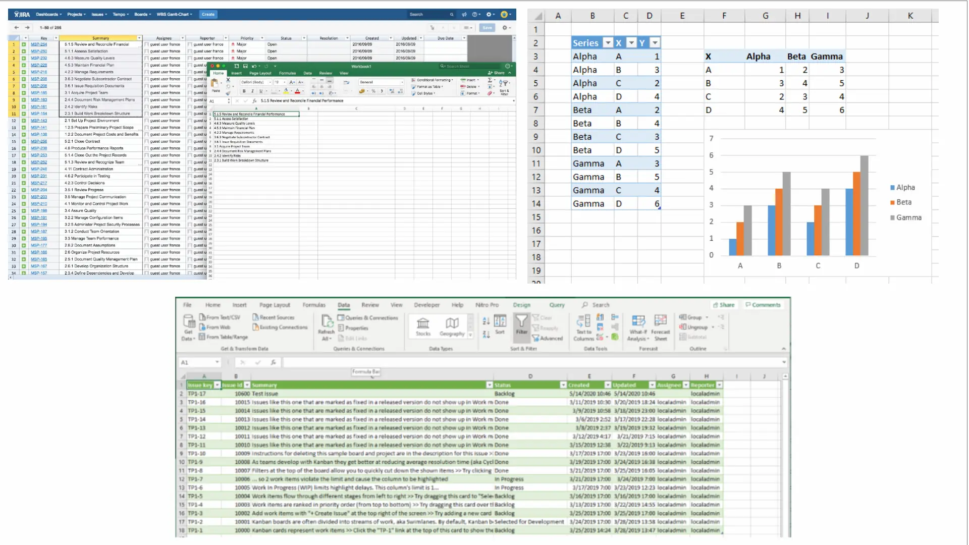 Spreadsheet with multiple rows of data