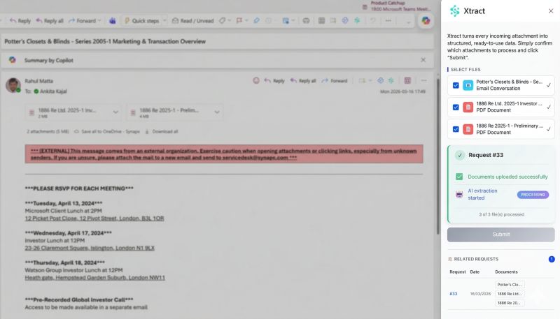 Xtract - Document extraction tool in use by Synapx